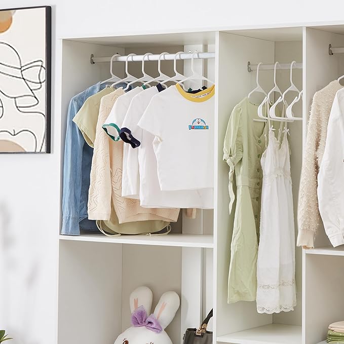 VECELO 25 Pack Plastic Hangers-Clothes Hangers Set with Shoulder Non Slip Notches for Closet Space Saving-Heavy Duty Coat Hanger,White