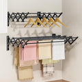 APEXCHASER Laundry Drying Rack Wall Mount - Towel Rack Collapsible, Accordion Clothes Drying Rack, Clothes Airer for Bathroom Balcony Laundry Room Wall Mounted, Drying Rack for Clothing, Black