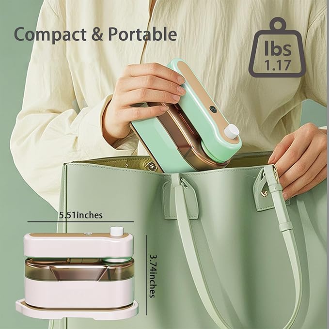 Portable Travel Steam Iron, 2-In-1 Wet&Dry Clothes Wrinkle Remover, Lightweight Handheld Hanging Iron with 20S Preheating, 150ml, Safe for Most Fabrics, Suitable for Home/Travel/Dormitories (Green)
