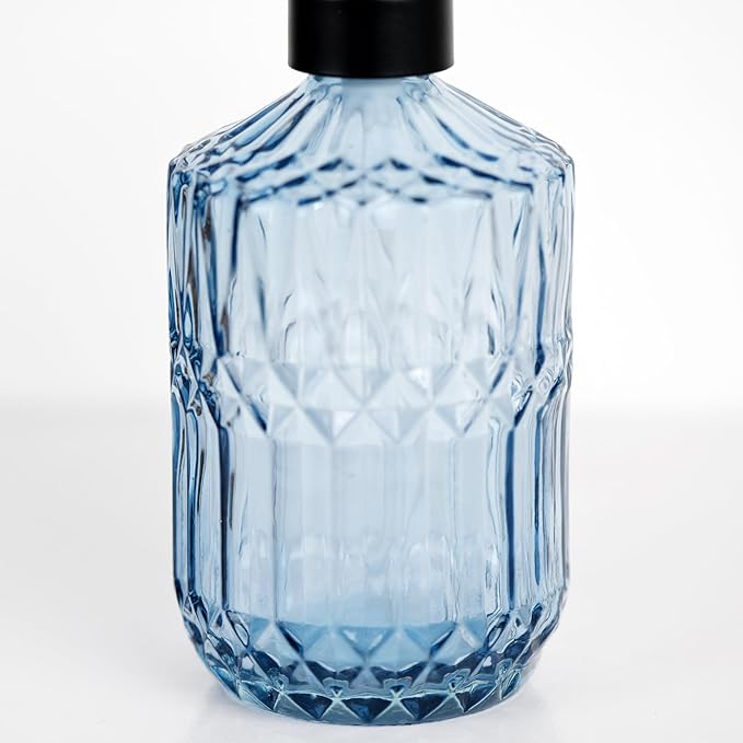 18 oz Dark Green Thick Glass Soap Dispenser with Black Rustproof Pump Refillable Bathroom, Kitchen Soap Dispenser for Hand Soap, Detergent, Lotion (Blue)