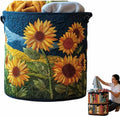 Quilted Laundry Basket, Quilted Laundry Basket with Handles, Boho Fabric Floral Storage, For Bedroom Laundry (#18, 14"L x 14"W x 18"H)