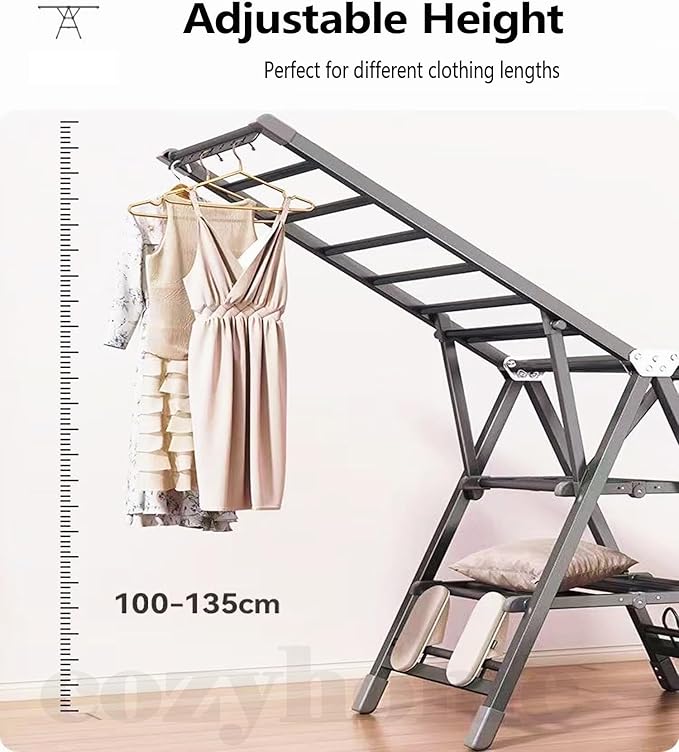 Heavy Duty Clothes Drying Rack Foldable –71" Extra Large Clothes Airer Drying Rack, Extra-ThickMetal Laundry Dryer Stand with Wheels, Free-Standing Design Indoor & Outdoor Use, 71inchx17.7inch