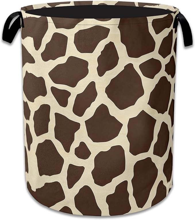 Giraffe Print Large Storage Basket Collapsible Laundry Basket Oxford Storage Bin for Toy Bins Gift Baskets Bedroom Clothes Children Nursery Hamper 16" X 20.8"