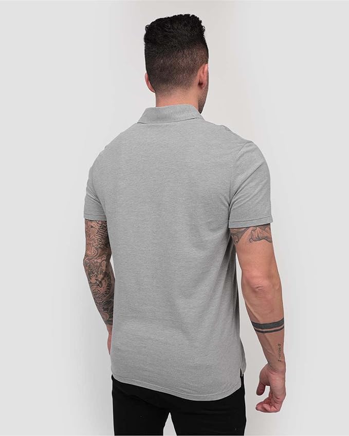 INTO THE AM Polo Shirts for Men - Slim Fit Short Sleeve Collared Shirt S - 4XL Fitted Collar Polos for Work