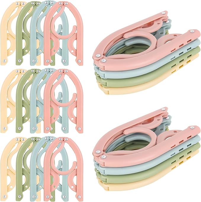 DMJJSD® 20 PCS Travel Hangers Folding Clothes Hangers Portable Plastic Clothes Coats Hangers Non-SlipTravel Hanger Portable Folding Foldable Space Saving Coat Hanger for Home,Hotel,Travel,Camping