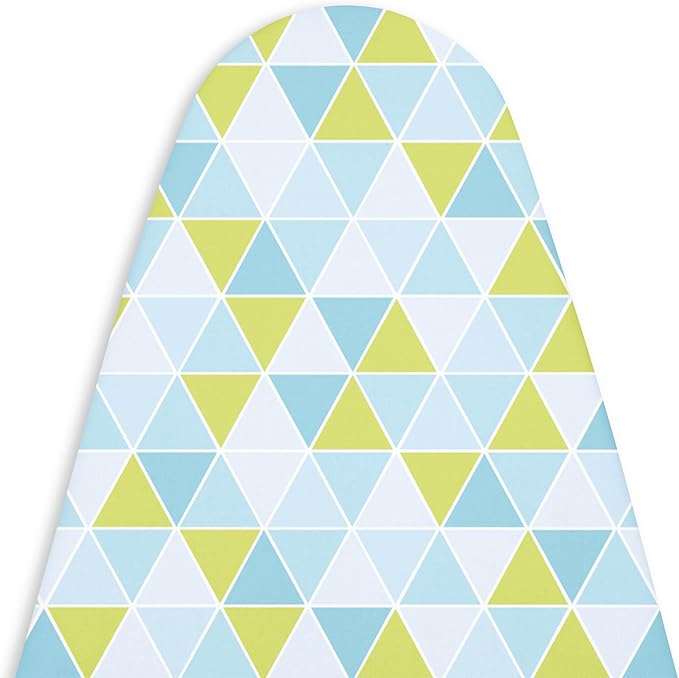 Encasa XO Ironing Board Cover and Pad - Thick 4mm Felt, Heat & Scorch-Resistant, Fits Wide Boards 49"x18", Elastic Bungee Cord Tightening, Easy Fit, Stain-Safe Dye, Triangles Aqua