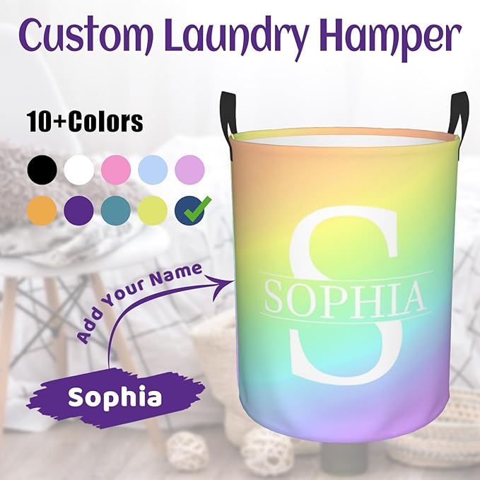 Personalized Laundry Basket Large,Customizable Name Laundry Hampers, Large Custom Name Laundry Hamper, Customized Dirty Clothes Hamper with name for Living Room Bedroom Barbershop Bathroom