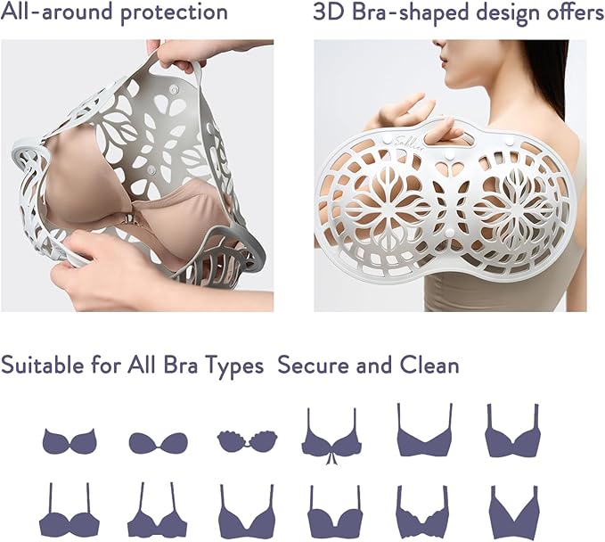 Sablier Bra Laundry Bag, Lingerie Bags for Washing Delicates, Button Slot Design, Durable & Resistant to Deformation, Silicone Bra Wash Bags for Sports Sexy Maternity Seamless Bras