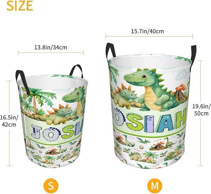 Personalized Dinosaur Laundry Basket For Baby Kids Boys Girls Adult Custom Hamper Basket With Name For Bathroom Bedrooms Collapsible Baby Laundry Basket, Dirty Clothes Hamper With Handles