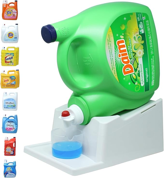 Skywin Efficient Liquid Detergent Holder and Organizer -1 Pack Soap Cup Storage Tray - Drip Tray - Laundry Detergent Dispenser Pedestal (White, 1)
