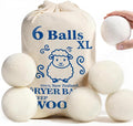 Wool Dryer Balls, New Zealand Dryer Balls Laundry Reusable Reduce Static Cling, Dryer Ball to Reduce Wrinkles & Shorten Drying Time, Drying Balls Fabric Softener Ball for Laundry（Pack of 6 XL)