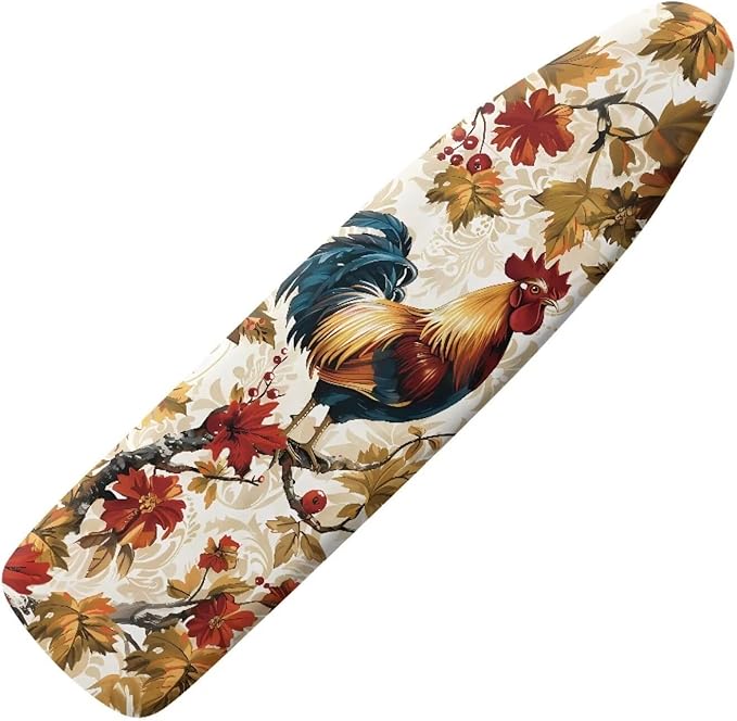 Rooster Ironing Board Cover Iron Pad Covers Padding with Elastic Edge Scorch Resistant Protective Vintage Decorations Replacement Covers