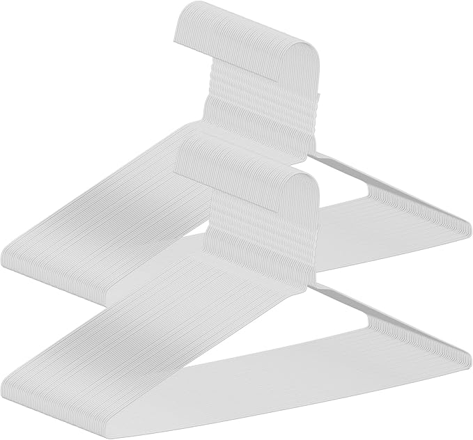 120 Pcs Wire Hangers Bulk 16" Dry Cleaner Hangers for Clothes Caped Clothing Pants (White,Classic)
