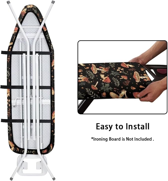 SEANATIVE Retro Mushroom Ironing Board Cover and Pad with Elastic Edge Hook and Loop Fasteners, Home Decor Iron Board Cover Machine Washable