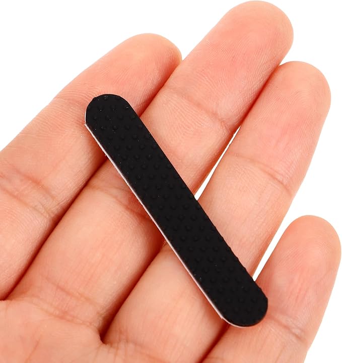 LOGOFUN 100pcs Non Slip Hanger Grips Wood Silicone Adhesive Clothes Strips Clear Rubber Hanger Holder for Home Decor - Black, 1.7X0.3X0.04in