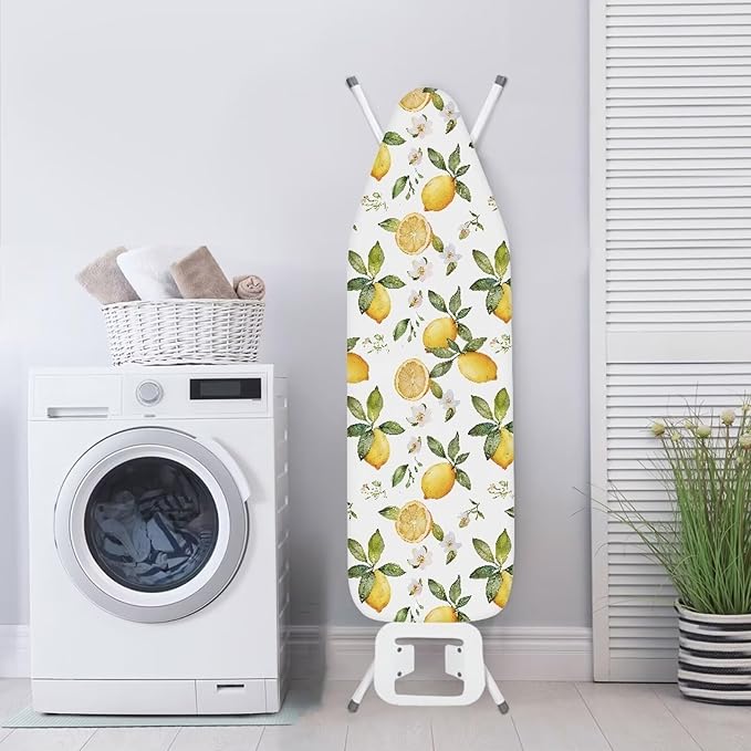 Lemon Ironing Board Cover Standard Size Iron Board Cover, Stain Resistant, Elastic Edge, Heat Reflective Surface for Quick and Wrinkle-Free Ironing (No Pad)