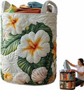 Quilted Laundry Basket, Quilted Laundry Basket with Handles, Boho Fabric Floral Storage, For Bedroom Laundry (#20, 20"L x 20"W x 28"H)