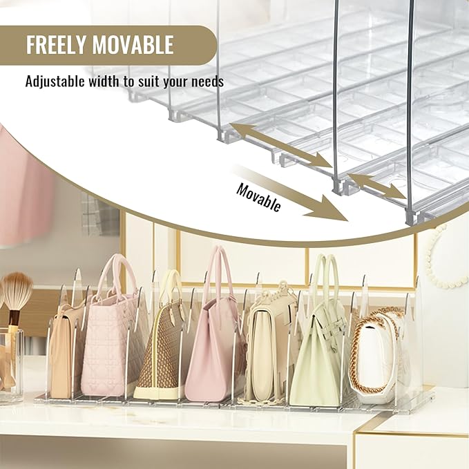 Purse Organizer for Closet, 10 Panels Adjustable Shelf Dividers for Closet Storage and Organization Clear Purse Handbag Clothes Closet Organizers and Storage for Bedroom, Kitchen, Cabinets, Bathroom
