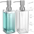 GMISUN Glass Soap Dispenser with Stainless Steel Pump, Clear Hand Soap Dispenser for Bathroom, 12 fl oz/350ml Hand and Dish Soap Dispensers Set for Kitchen, Refillable Liquid Soap and Lotion Bottle