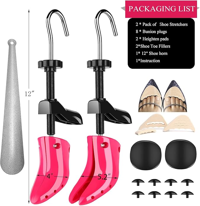 JJDPARTS Shoe Stretcher, Pair 4-Way Shoe Expander Widener Shoe Tree Extender for Women Men