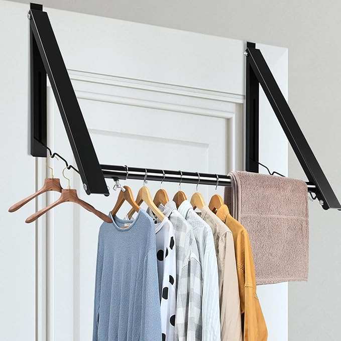 Over The Door Clothes Hanger,1.69 Inch Door Hook For Over The Door Drying Rack,Foldable Retractable Overdoor Hanger Hook For Bathroom,Laundry Room,Apartament And Bedroom