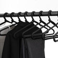 10 Pack Fabric Wrapped Premium Hotel Quality Ultra Strong Heavy Duty Metal Hangers for Any Type of Clothing, Black (Black)