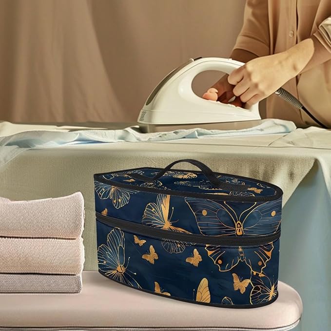 Butterfly Portable Iron Storage Bag Dustproof Bag for Travel Mini Steam Iron Universal for Most Iron Home Decoration,Easy to Carry(Case Only)