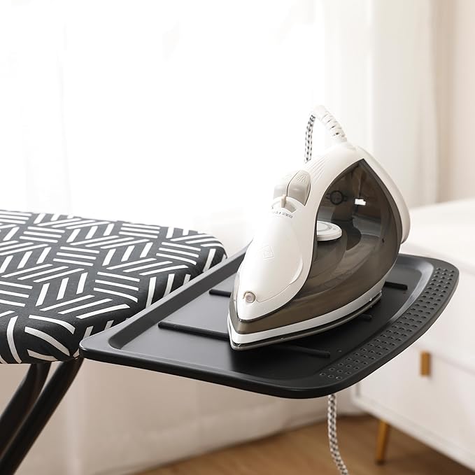 caius Ironing Board, Height Adjustable Heavy Duty Metal Iron Board with Heat Resistant Cover & Safety Iron Rest, Full Size 43"x13" Foldable Space Saver Design, Heavy Duty, Easy to Fold