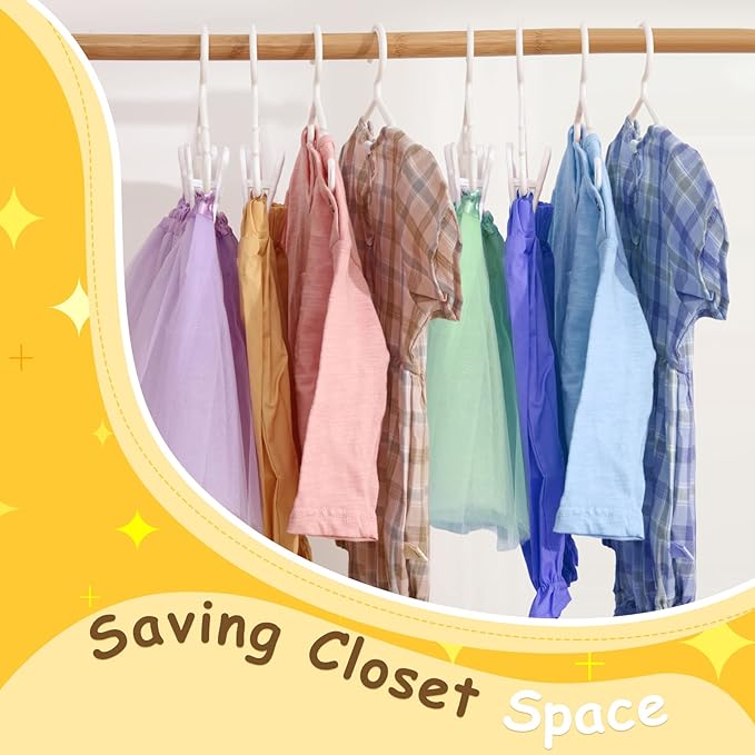 Hsei 5/10/40 Pack Baby Hangers with 10/20/80 Clips, Plastic Kids Pants Hangers for Nursery Closet Top and Bottom Clothes Hanger Set for Newborn Infant Toddler(80 Packs Total,White,10.6 Inch)