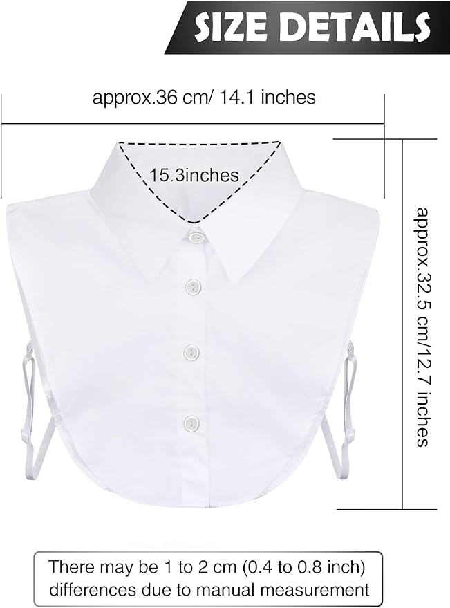 Syhood 4 Pcs Fake Collar Detachable False Dicky Collar Half Shirts Round for Women Outfits Halloween Costume Accessories