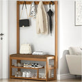 Hall Tree with Bench and Shoe Storage, Coat Rack Freestanding, Coat Hooks and Side Hooks, 5 in 1 Large Organizer, Sturdy Frame WithHooks for Entryway, Hallway(L53*W29CM/L20.8*W11.4IN)