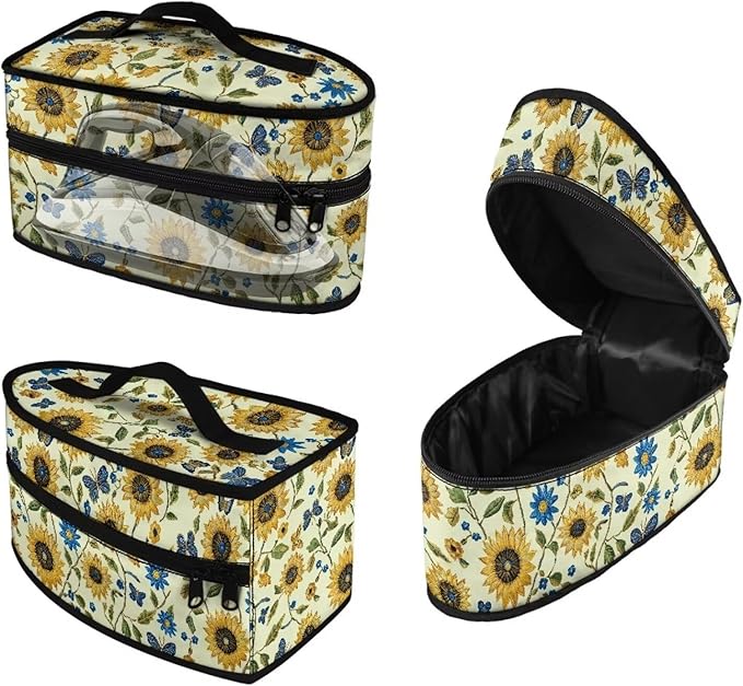 Sunflower Butterfly Flower Print Travel Steamer Bag Handheld Steamer Holder with Handle Steam Iron Storage Bag Home Iron Accessories, Case Only