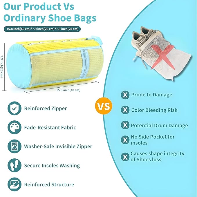 Shoe Washing Machine Bag Set (7-in-1) – Durable Mesh Sneaker Laundry Bags for Washing & Air-Drying Shoes, Includes Drying Rack Hanger & 4 Storage Dust Bags, Protective Shoe Care Kit