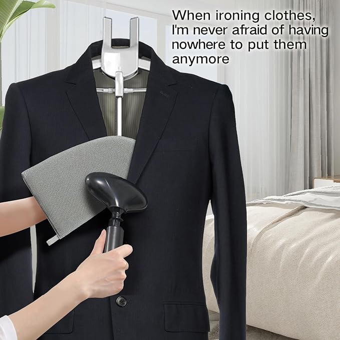 Garment Steamer Rack with Ironing Gloves for Clothes, Foldable Garment & Clothes Drying Rack, Adjustable Height, Garment Hanger Drying Rack for Including Ironing Gloves, Clothes Rac (Grey)