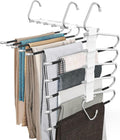 2 Pack Pants Hangers Space Saving, Anti-Slip Multi-Functional Pants Rack, Thickened Stainless Steel Tube with 10 Metal Clips, Two Hanging Modes Suitable for Jeans Trousers Skirts Scarf-White