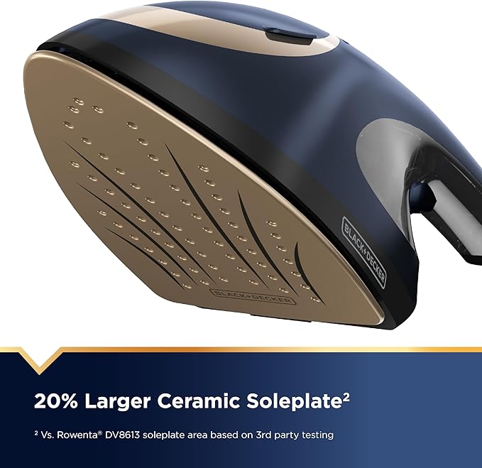 BLACK+DECKER Press & Steam 2-in-1 Iron and Steamer, 180% More Steam & One Temperature Technology, Ceramic Soleplate, Safe on All Fabric Types (Pack of 2)
