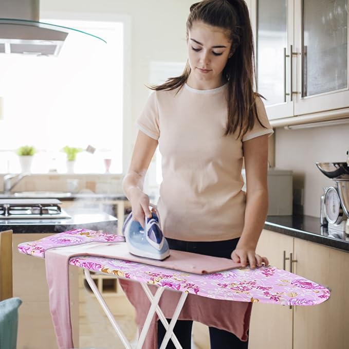 Wide Ironing Board with Folding Legs, Height Adjustable Smooth Edge Good Load-Bearing Non-Slip Wear Resistant Ironing Clothes Suitable for Home, Household, Office, Bathroom, Dorm, etc