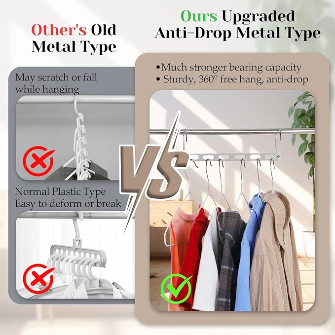 16pcs Space Saving Hangers for Clothes Metal Hangers Closet Space Saver Hanger Metal Hanger Organizer Rack Closet Organizers and Storage Dorm Room Essentials