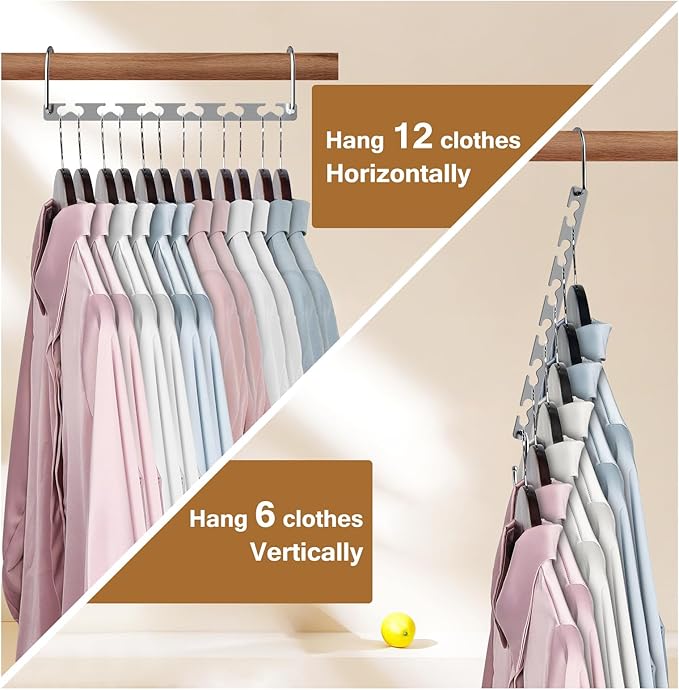 Space Saving Hangers for Clothes 6 Pack, Sturdy Metal Hangers Wardrobe Organizer, Magic Cascading Hanger, Closet Space Saver Closet Organizers and Storage