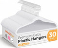HOUSE DAY 13.5 Inch Kids Hangers 30 Pack - Premium ABS Plastic Clothes Hangers for Kids, Children, Preteens - Space Saving Thin Profile, Strong & Durable Hangers with 360° Swivel Hook - White
