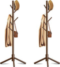Coat Rack, Coat Racks Freestanding with 8 Hooks 3 Adjustable Heights for Clothes, Hats, Handbags, Coat Tree Easy Assembly for Entryway, Bedroom, Hallway, Office(Brown 2PCS)