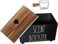 CHONIC Laundry Scent Booster Container, Farmhouse Scent Beads Storage Organization, Rustic Wood Dispenser for Clothing Fragrance Beads, Laundry Room Powder Box, Laundry Detergent Organizer Bin(Black)