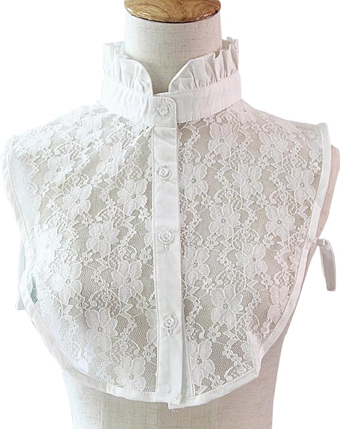 YAKEF Lady Half-Shirt Blouse Detachable Lace Chiffon Fake Collars Dicky Collar Faux Collar