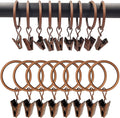 100 Pack Antique Copper Curtain Rings with Clips, Curtain Hooks Hangers Clip Rings for Hanging Drapes Bows Hat, Drapery Rings 1.26 in I D, Fits up to 1 in Diameter Curtain Rod.