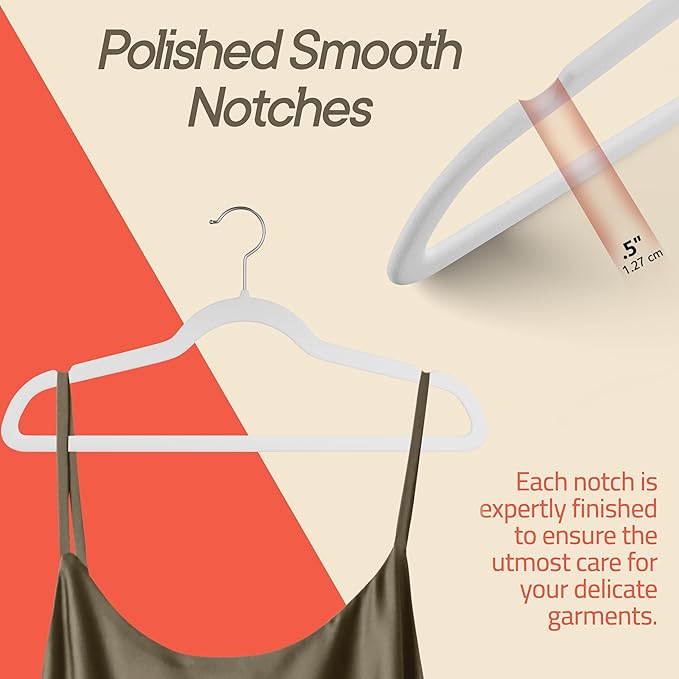 White Velvet Hangers 20 Pack – 360° Swivel Hook, Non-Slip and Space Saving Hangers, Heavy-Duty 11 lbs Weight Capacity - Smooth Velvet Finish for Crease-Free Clothes and Effortless Closet Organization