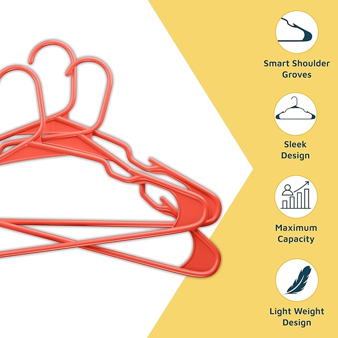 Lifemaster Plastic Clothes Hangers – Heavy Duty Hanger Set, for Organizing Clothes, Dresses, and Coat, Holds Up to 5 lbs, Space-Saving Hangers with Non-Slip Shoulder Grooves, Pack of 100, Dark Brown