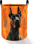 Great Dane Dog Laundry Basket Hamper for Boys Girls Kids Adults, Foldable Waterproof Oxford Clothes Storage Bin, Black Dog Pet Organizer for Bedroom Bathroom Room Decor 19.7"x15.8"