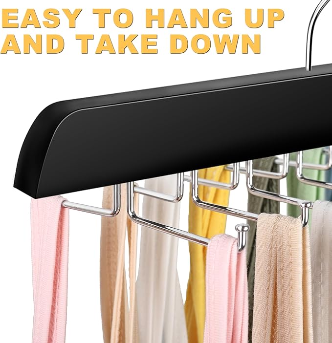Tank Top Hanger with Premium Wood, 24 Large Capacity, Space Saving,360 Degree Rotating, Foldable Metal Hooks, Tank Tops