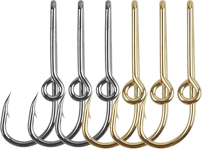 Fishing Hook Hat Pins & Clips - 12PCS Gold/Black Fish Hook Hat Tie Clips for Outdoor