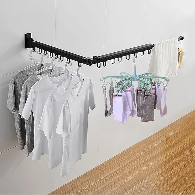 Foldable Drying Rack with 24 Clips for Drying Socks Lingerie Baby Clothes Drying Towels Rotatable Sock Drying Rack